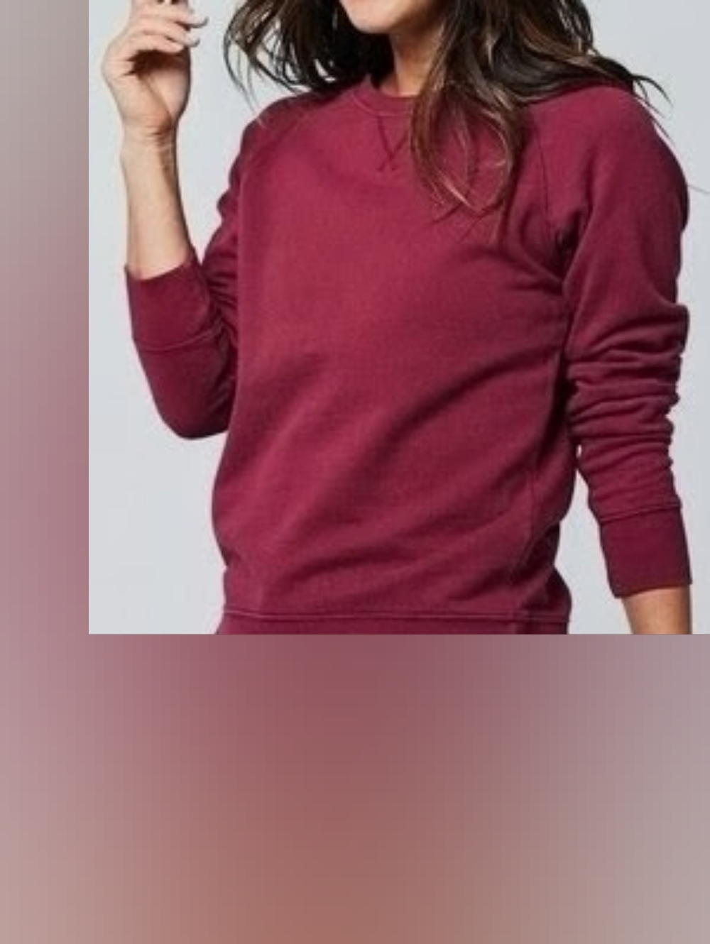 Pact Organic Cotton Cabernet Maroon Essential Women's Crew Neck Sweatshirt XL